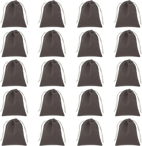 HARFINGTON 20pcs Flocked Cloth Drawstring Bag 5.1 x 7.1 Inch Jewelry Flocked Pouches Gift Bags for Wedding Party Favor Candy Jewelry Packaging Organizing Storage, Deep Gray in Saudi Arabia