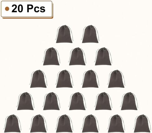 HARFINGTON 20pcs Flocked Cloth Drawstring Bag 5.1 x 7.1 Inch Jewelry Flocked Pouches Gift Bags for Wedding Party Favor Candy Jewelry Packaging Organizing Storage, Deep Gray in Saudi Arabia
