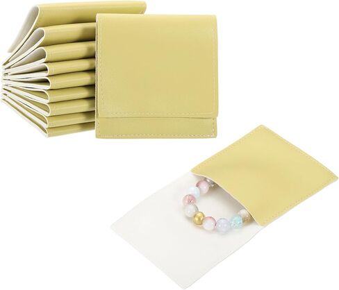 PATIKIL 20 Pack PU Leather Jewelry Pouch, 3" x 3" Envelope Style Jewelry Pouches for Bracelets Necklaces Earrings Rings, Small Luxury Bags for Wedding Candy Gift Storage, Gold in Saudi Arabia