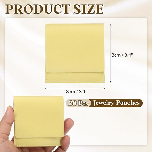 PATIKIL 20 Pack PU Leather Jewelry Pouch, 3" x 3" Envelope Style Jewelry Pouches for Bracelets Necklaces Earrings Rings, Small Luxury Bags for Wedding Candy Gift Storage, Gold in Saudi Arabia