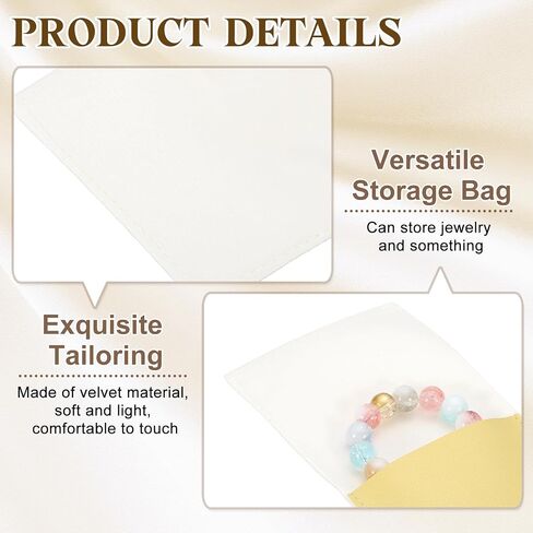 PATIKIL 20 Pack PU Leather Jewelry Pouch, 3" x 3" Envelope Style Jewelry Pouches for Bracelets Necklaces Earrings Rings, Small Luxury Bags for Wedding Candy Gift Storage, Gold in Saudi Arabia