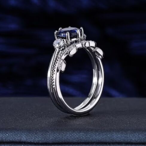 SilverQ 1.50 Ct Round Cut Diamond 3 Stone Bridal Engagement Ring Set For Women 14K Gold Plated Art Deco Milgrain Curved Wedding Set 925 Sterling Silver Handmade Vintage Victorian Style Jewelry in Saudi Arabia