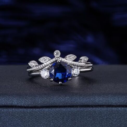 SilverQ 1.50 Ct Round Cut Diamond 3 Stone Bridal Engagement Ring Set For Women 14K Gold Plated Art Deco Milgrain Curved Wedding Set 925 Sterling Silver Handmade Vintage Victorian Style Jewelry in Saudi Arabia