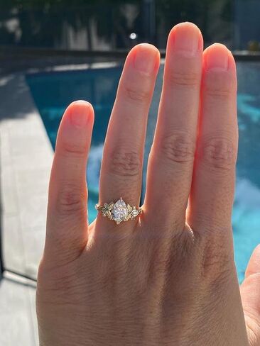 SILVERIST 2 Ct Pear Cut Diamond Accent Twisted Butterfly Engagement Ring For Women Sparkling 14K Yellow Gold Plated Floral Design Wedding Ring 925 Sterling Silver Handmade Beautiful Anniversary Ring in Saudi Arabia