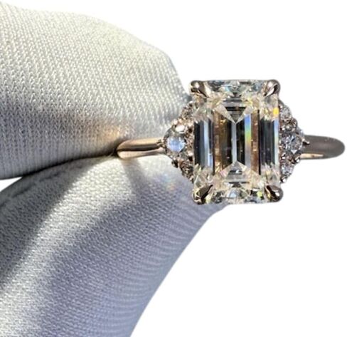 SILVERIST 2 Ct Emerald Cut Diamond Vintage Bridal Engagement Ring For Women Hidden Halo Cluster Elegant Solitaire Ring 14K Rose Gold Plated Promise Ring 925 Sterling Silver Handmade Christmas Ring in Saudi Arabia