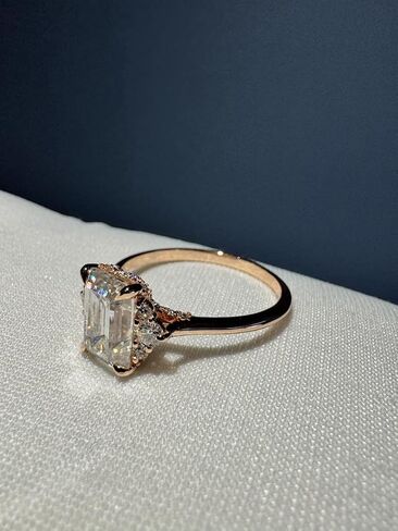 SILVERIST 2 Ct Emerald Cut Diamond Vintage Bridal Engagement Ring For Women Hidden Halo Cluster Elegant Solitaire Ring 14K Rose Gold Plated Promise Ring 925 Sterling Silver Handmade Christmas Ring in Saudi Arabia