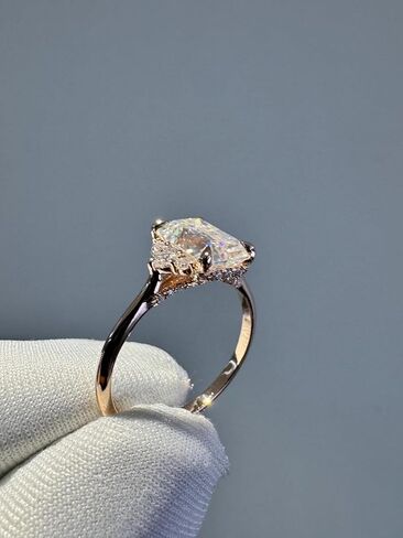 SILVERIST 2 Ct Emerald Cut Diamond Vintage Bridal Engagement Ring For Women Hidden Halo Cluster Elegant Solitaire Ring 14K Rose Gold Plated Promise Ring 925 Sterling Silver Handmade Christmas Ring in Saudi Arabia