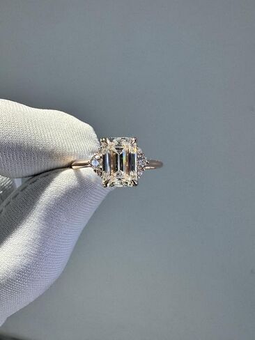 SILVERIST 2 Ct Emerald Cut Diamond Vintage Bridal Engagement Ring For Women Hidden Halo Cluster Elegant Solitaire Ring 14K Rose Gold Plated Promise Ring 925 Sterling Silver Handmade Christmas Ring in Saudi Arabia