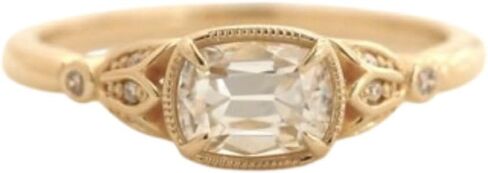 SILVERIST 1 Ct Cushion Cut Diamond Antique Vintage Elegant Curves Tulip Wedding Ring For Women 14K Gold Plated Delicate Floral Motifs Promise Ring 925 Sterling Silver Handmade Anniversary Ring in Saudi Arabia