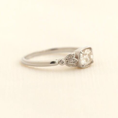 SILVERIST 1 Ct Cushion Cut Diamond Antique Vintage Elegant Curves Tulip Wedding Ring For Women 14K Gold Plated Delicate Floral Motifs Promise Ring 925 Sterling Silver Handmade Anniversary Ring in Saudi Arabia