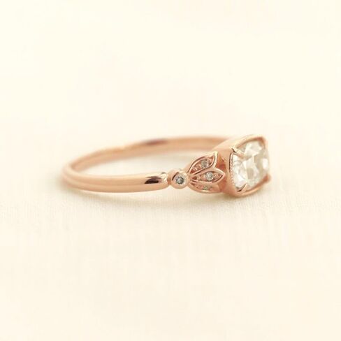 SILVERIST 1 Ct Cushion Cut Diamond Antique Vintage Elegant Curves Tulip Wedding Ring For Women 14K Gold Plated Delicate Floral Motifs Promise Ring 925 Sterling Silver Handmade Anniversary Ring in Saudi Arabia