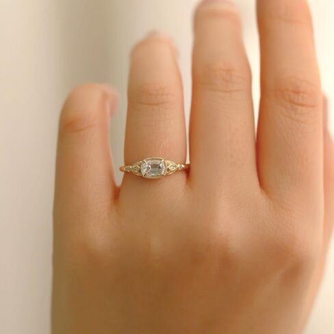 SILVERIST 1 Ct Cushion Cut Diamond Antique Vintage Elegant Curves Tulip Wedding Ring For Women 14K Gold Plated Delicate Floral Motifs Promise Ring 925 Sterling Silver Handmade Anniversary Ring in Saudi Arabia