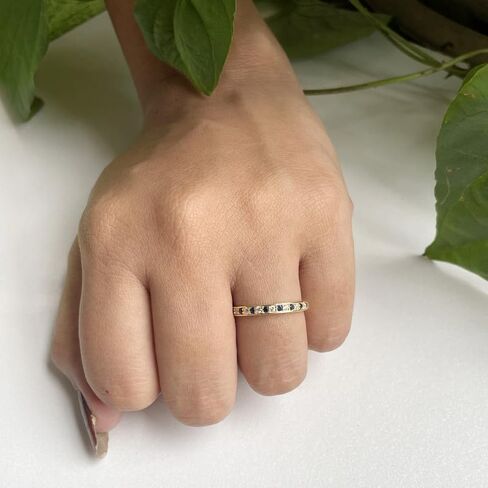 Alternate Blue Sapphire & White Diamond Wedding Band For Women, 14k Gold Finish Blue Sapphire Half Eternity Ring, Ladies Stackable Diamond Ring in Saudi Arabia