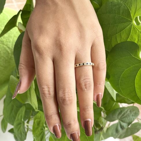 Alternate Blue Sapphire & White Diamond Wedding Band For Women, 14k Gold Finish Blue Sapphire Half Eternity Ring, Ladies Stackable Diamond Ring in Saudi Arabia