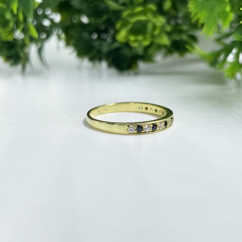 Alternate Black & White Diamond Wedding Band For Women, 14k Gold Finish Black Diamond Half Eternity Ring, Ladies Stackable Diamond Ring in Saudi Arabia