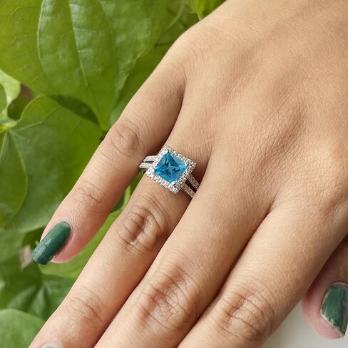 Pear & Round Cut Blue Topaz Crown Style Enhancer Guard For Women, 14K Gold Plated 925 Silver December Birthstone Blue Topaz Crown Enhancer Wrap Guard Matching Band in Saudi Arabia
