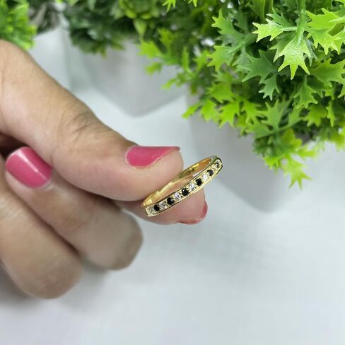 Alternate Black & White Diamond Wedding Band For Women, 14k Gold Finish Black Diamond Half Eternity Ring, Ladies Stackable Diamond Ring in Saudi Arabia