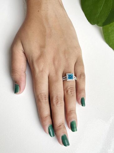 Pear & Round Cut Blue Topaz Crown Style Enhancer Guard For Women, 14K Gold Plated 925 Silver December Birthstone Blue Topaz Crown Enhancer Wrap Guard Matching Band in Saudi Arabia