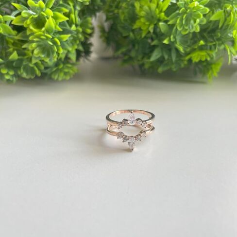White Diamond Crown Shaped Enhancer Guard For Women, 14k Gold Finish April Birthstone White Diamond Wrap Ring, Engagement Ring in Saudi Arabia