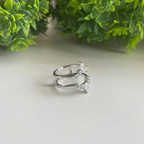White Diamond Crown Shaped Enhancer Guard For Women, 14k Gold Finish April Birthstone White Diamond Wrap Ring, Engagement Ring in Saudi Arabia