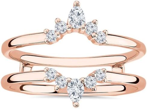 White Diamond Crown Shaped Enhancer Guard For Women, 14k Gold Finish April Birthstone White Diamond Wrap Ring, Engagement Ring in Saudi Arabia