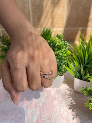 Red Garnet V Shaped Enhancer Guard For Women, 14k Gold Finish Garnet Anniversary Wrap Ring, Anniversary Band in Saudi Arabia
