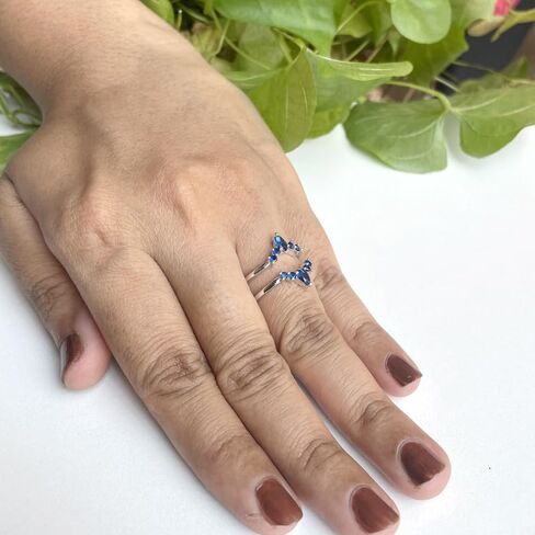 Blue Sapphire Crown Shaped Enhancer Guard For Women, 14k Gold Finish Blue Sapphire Wrap Ring, Engagement Ring in Saudi Arabia