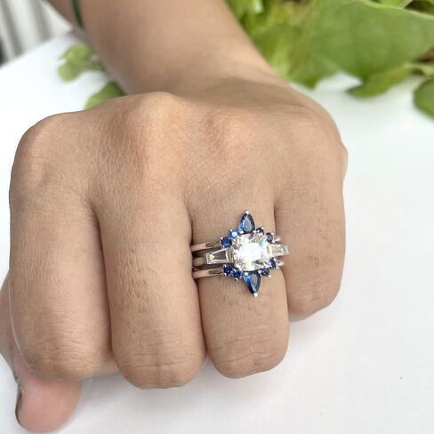 Blue Sapphire Crown Shaped Enhancer Guard For Women, 14k Gold Finish Blue Sapphire Wrap Ring, Engagement Ring in Saudi Arabia