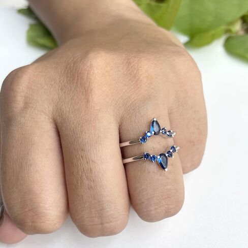 Blue Sapphire Crown Shaped Enhancer Guard For Women, 14k Gold Finish Blue Sapphire Wrap Ring, Engagement Ring in Saudi Arabia