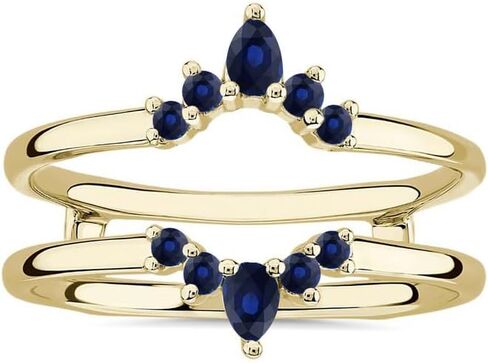 Blue Sapphire Crown Shaped Enhancer Guard For Women, 14k Gold Finish Blue Sapphire Wrap Ring, Engagement Ring in Saudi Arabia
