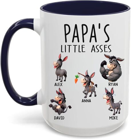 Papa's Little Asses Funny Donkey Mug, Home Is Our Haven, Custom Mug - Personalized Birthday Gifts For Mom, Dad, Brother, Sister, Kids, Daddy's Little Asses Personalized Mug, Custom Grandkids Name Cup in Saudi Arabia
