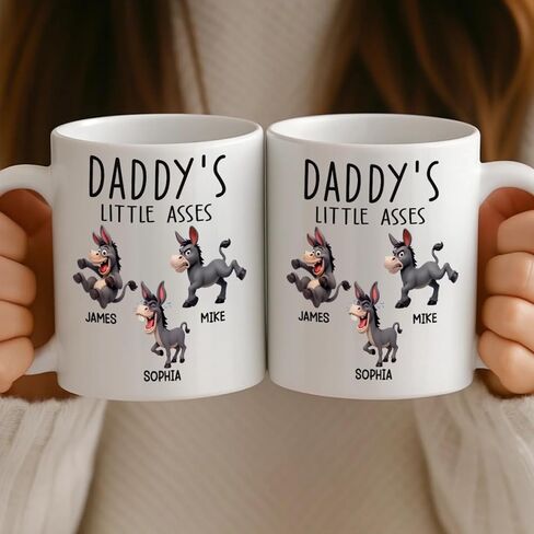 Papa's Little Asses Funny Donkey Mug, Home Is Our Haven, Custom Mug - Personalized Birthday Gifts For Mom, Dad, Brother, Sister, Kids, Daddy's Little Asses Personalized Mug, Custom Grandkids Name Cup in Saudi Arabia