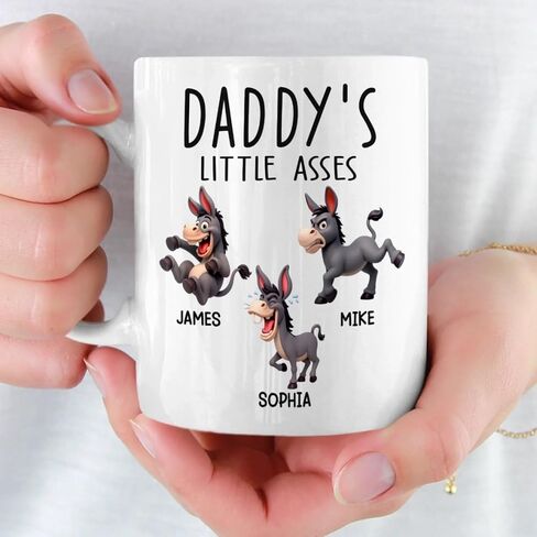Papa's Little Asses Funny Donkey Mug, Home Is Our Haven, Custom Mug - Personalized Birthday Gifts For Mom, Dad, Brother, Sister, Kids, Daddy's Little Asses Personalized Mug, Custom Grandkids Name Cup in Saudi Arabia