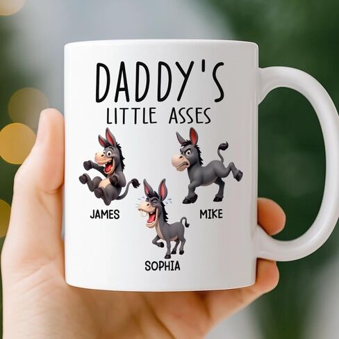 Papa's Little Asses Funny Donkey Mug, Home Is Our Haven, Custom Mug - Personalized Birthday Gifts For Mom, Dad, Brother, Sister, Kids, Daddy's Little Asses Personalized Mug, Custom Grandkids Name Cup in Saudi Arabia