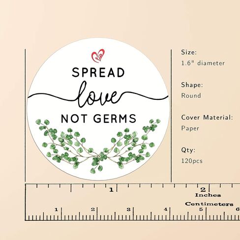 Spread Love Not Germs Social Distancing Wedding Favor Label Stickers,Wedding Favor Stickers-120PCS in Saudi Arabia