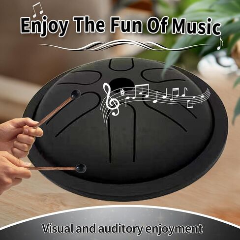 Yahpetes Worry-free Drum 5.5 Inch Steel Tongue Drum 6 Notes Musical Instruments Hand Drums with Handpan Drum with 1 Pair Mallets and Storage Drum Bag Note Sticks (Green) in Kuwait