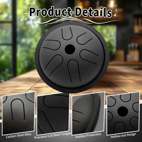 Yahpetes Worry-free Drum 5.5 Inch Steel Tongue Drum 6 Notes Musical Instruments Hand Drums with Handpan Drum with 1 Pair Mallets and Storage Drum Bag Note Sticks (Green) in Kuwait