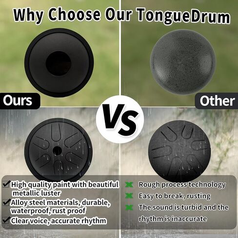 Yahpetes Worry-free Drum 5.5 Inch Steel Tongue Drum 6 Notes Musical Instruments Hand Drums with Handpan Drum with 1 Pair Mallets and Storage Drum Bag Note Sticks (Green) in Kuwait