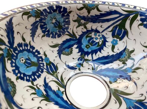 Unique Floral Bathroom Vessel Sink, Ceramic Round Washbasin, Vanity Vessel Sink, Kitchen Countertop Basin, Powder Sink, Bathroom Remodeling in Saudi Arabia