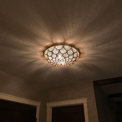 Flush Ceiling Light – Handcrafted Moroccan Brass Lighting (Silver, 12 Inch) in Saudi Arabia