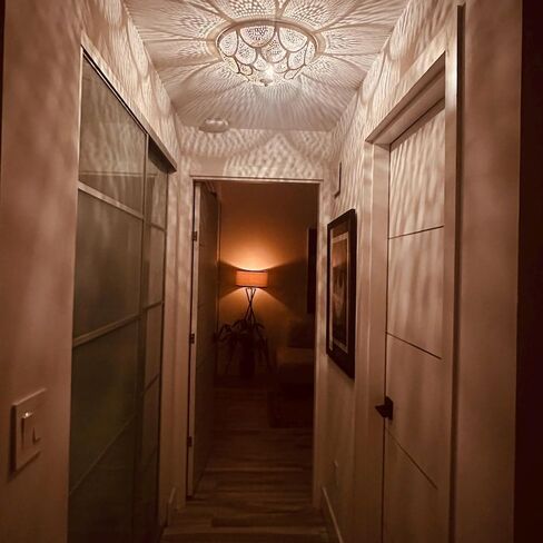 Flush Ceiling Light – Handcrafted Moroccan Brass Lighting (Silver, 12 Inch) in Saudi Arabia