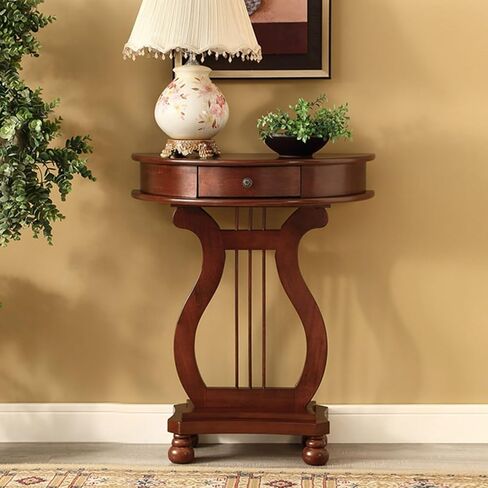 Half Moon Console Table, Solid Wood Console Tables with Drawer, for Living Room, Hallway, Foyer, Natural(Brown) in Kuwait
