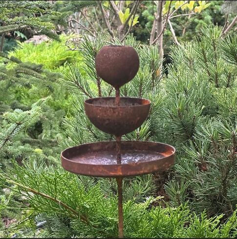 Metal Rain Catchers, Bee Cups Outdoor Garden Decoration, Bees Garden Decoration, Butterfly Feeder, Water Station, Rusty Flower Garden Stakes in Saudi Arabia