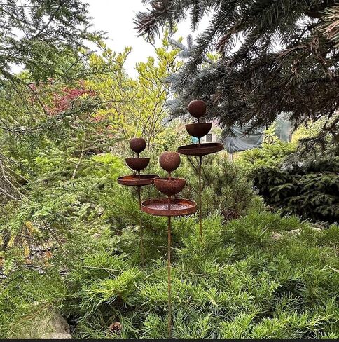 Metal Rain Catchers, Bee Cups Outdoor Garden Decoration, Bees Garden Decoration, Butterfly Feeder, Water Station, Rusty Flower Garden Stakes in Saudi Arabia