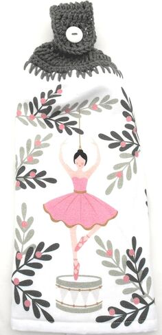 Christmas Ballerina Ornament - Double Thick/Full Handmade Crochet TOP Kitchen Towel in Saudi Arabia