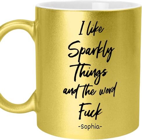 I Like Sparkly Things and the Word Fuck Mug - Funny Sparkling Coffee Mugs, I Like Sparkly Thing Mug, Sparkly Things and the Word Fuck Coffee Mugs, Sarcastic Rude Cup for Women (Pink Metallic) in Saudi Arabia