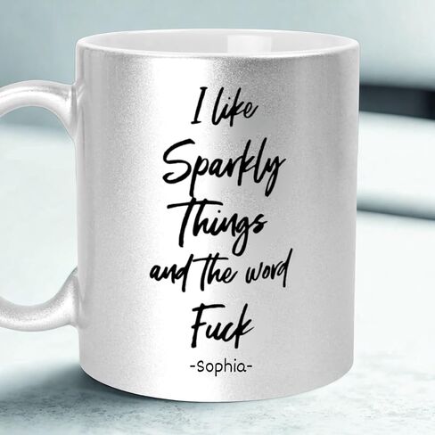 I Like Sparkly Things and the Word Fuck Mug - Funny Sparkling Coffee Mugs, I Like Sparkly Thing Mug, Sparkly Things and the Word Fuck Coffee Mugs, Sarcastic Rude Cup for Women (Pink Metallic) in Saudi Arabia