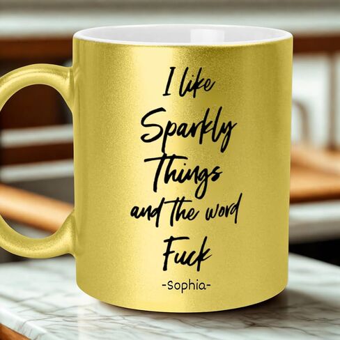 I Like Sparkly Things and the Word Fuck Mug - Funny Sparkling Coffee Mugs, I Like Sparkly Thing Mug, Sparkly Things and the Word Fuck Coffee Mugs, Sarcastic Rude Cup for Women (Pink Metallic) in Saudi Arabia