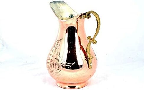 CraftTR Unique Pitcher Motif, Copper Water Jug, Pure Solid Copper Pitcher, Water Container, Extra Thick Water Pitcher, Metal Pitcher 1mm Solid Pure Copper, Moscow Mule Carafes & Pitchers in Saudi Arabia