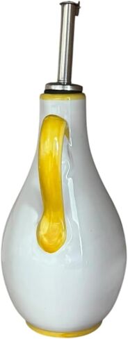 Italian Ceramic Olive Oil Bottle, Hand Painted Lemon & Pomegranate Design, 8.5 oz Oil & Vinegar Dispenser, Made in Italy, Mediterranean Kitchen Decor Cruet with Pour Spout in Saudi Arabia